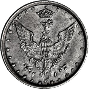 RR-, Królestwo Polskie, 10 fenigów 1917 FF, DESTRUKT - DOUBLE DIE awersu