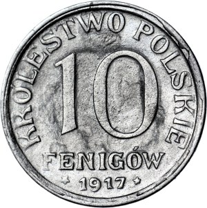Kingdom of Poland, 10 fenig 1917, inscription near edge