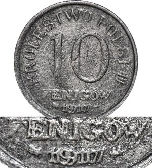 RRR-, Kingdom of Poland, 10 fenig 1917 FF, MONSTRIAL DOUBLE DIE