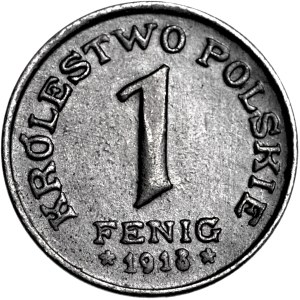 Królestwo Polskie, 1 fenig 1918, menniczy