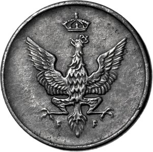 Kingdom of Poland, 1 fenig 1918 FF, stamp 1917- small date R3