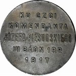 RRR-, Medal 1917, 46mm, Resurrectionist of the Polish Army, In Honor of Commander J. Pilsudski, III BAON 1 P.P., EXTREMELY RARE