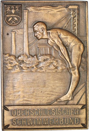 Silesia, plaque 1933 for 1st mc. At swimming competition in Gliwice, Women's 200m classic style.