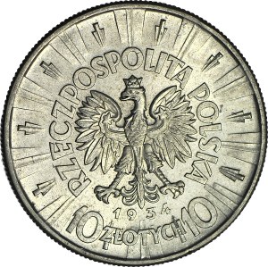 10 gold 1934, Pilsudski, official eagle, rare, mint