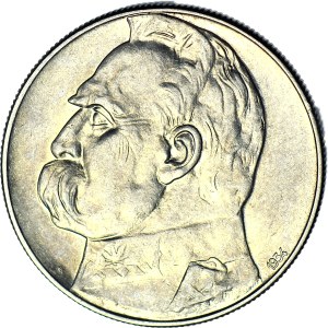 10 gold 1934, Pilsudski, STRZELECKI eagle, circa mint.