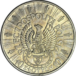 10 gold 1934, Pilsudski, STRZELECKI eagle, circa mint.