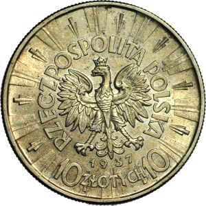 10 gold 1937, Pilsudski, rarer vintage, minted