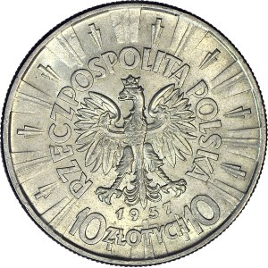 10 złotych 1937, Piłsudski, rzadszy rocznik, menniczy