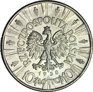 10 gold 1938, Pilsudski, rare, mint