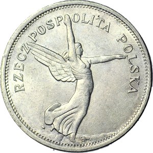 5 złotych 1928 Nike, ze znakiem, Warszawa, mennicze, wspaniale