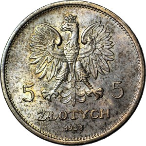 5 gold 1928 Nike, with sign, Warsaw, mint, fresh stamp