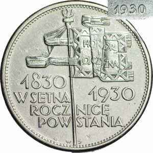 RRR- 5 gold 1930, HYBRYDA, obverse HEAVY BANDAR