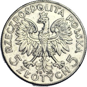 5 zloty 1932, Head, WITH SIGN, Warsaw, rare
