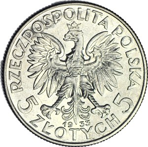 5 gold 1933, Head, minted