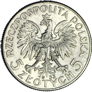 5 złotych 1933, Głowa, piękna