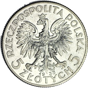 5 złotych 1933, Głowa, piękna