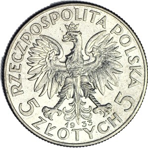 5 złotych 1933, Głowa, piękna