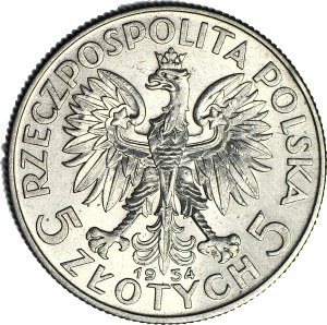 5 gold 1934, Head, minted