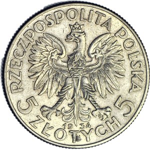 5 złotych 1934, Głowa, piękna