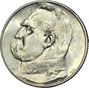 5 gold 1934, Pilsudski, shooting eagle, minted