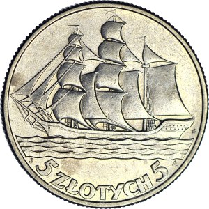 5 gold 1936 Sailing ship, minted