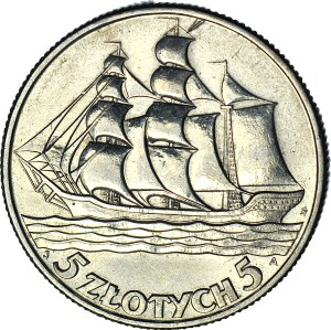 5 gold 1936 Sailing ship, beautiful