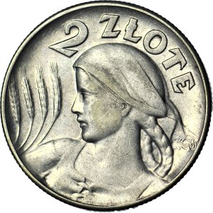 2 złote 1925, Żniwiarka, bez kropki, Filadelfia, ładna