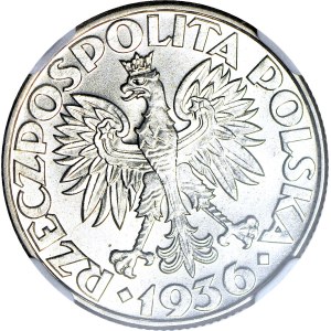 2 złote 1936, Żaglowiec, menniczy, WYŚMIENITY, skrętka