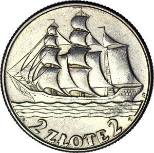 2 Gold 1936, Sailing ship, minted