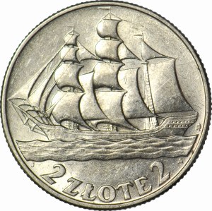 2 Gold 1936, Sailing ship, circular