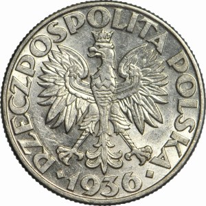 2 Gold 1936, Sailing ship, circular