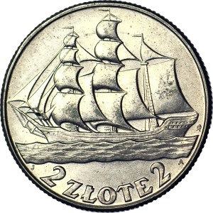2 Gold 1936, Sailing ship, minted