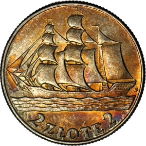 2 Gold 1936, Sailing ship, minted