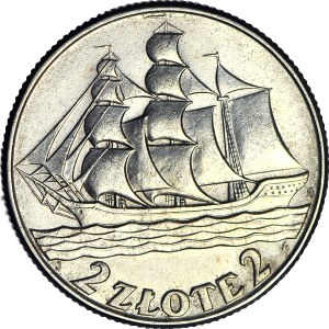 2 Gold 1936, Sailing ship, circular