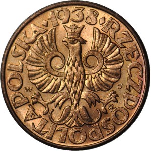 5 groszy 1938, mennicze, czerwone