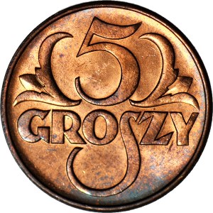 5 pennies 1939, mint, reddish brown