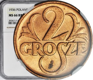 2 pennies 1936, mint, color RB