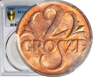 2 pennies 1937, mint, color RB
