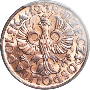 2 grosze 1938, menniczy, kolor RB