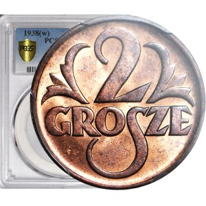 2 grosze 1938, menniczy, kolor RB