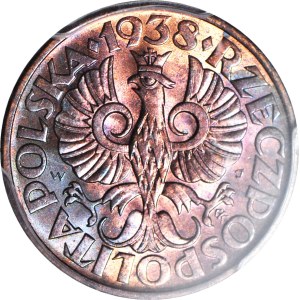 2 grosze 1938, menniczy, kolor RB
