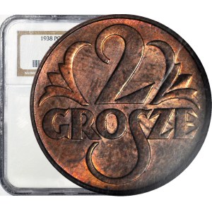 2 grosze 1938, menniczy, kolor RB