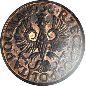 2 grosze 1938, menniczy, kolor RB