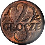 2 grosze 1938, menniczy, kolor RB