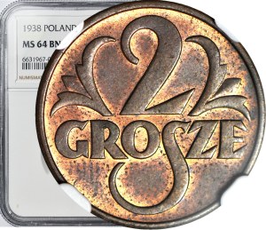 2 pennies 1938, mint, BN color