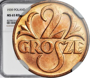 2 pennies 1939, mint, color RD