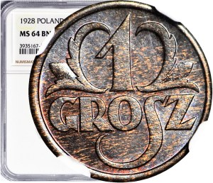 1 penny 1928, mint, color BN