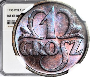 1 penny 1933, mint, color RB