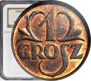 1 penny 1934, mint, color RB