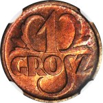 1 grosz 1936, menniczy, kolor RB